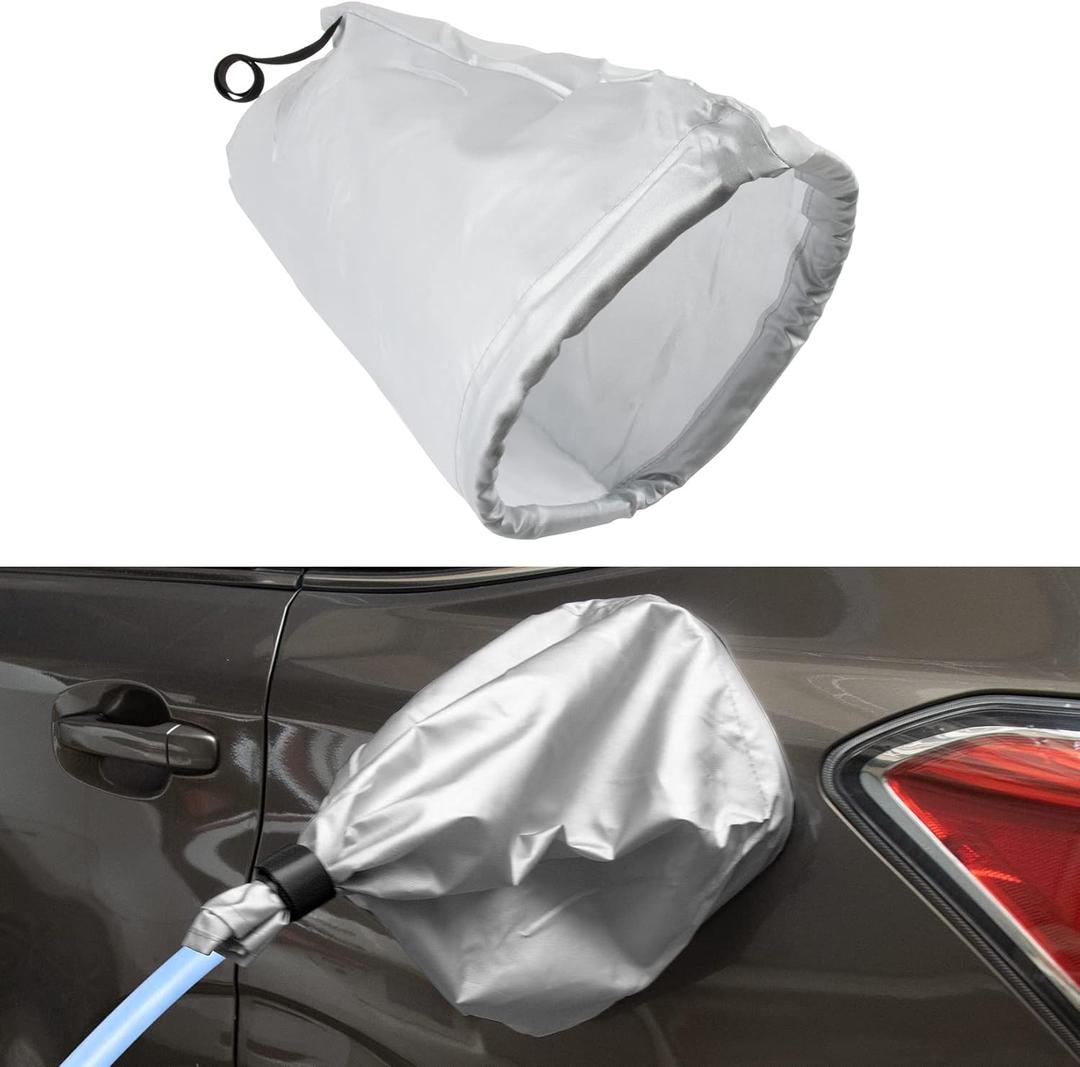 Electric Car Charger Cover, Magnetic Adhesion EV Charger Plug Cover for Most Electric Cars Outdoor Waterproof Sun UV Rain Snow All Weather Protection Electric Car Charging Port Plug Cover (Silver)