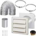 Dryer Vent Kit with Hose/Duct Connector/Wall Plate,4 Inch Dryer Vent Hose Connector Wall Ducting Kit for Bathroom Ventilation Fans Exhaust,Ceiling Washer Air Circulation