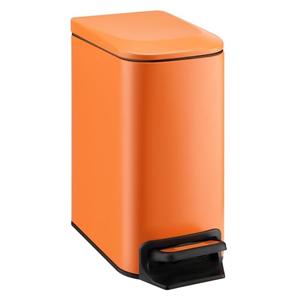 TIPGO Small Bathroom Trash Can with Lid Soft Close, 6 Liter / 1.6 Gallon Stainless Steel Garbage Can with Removable Inner Bucket, Step Pedal, Slim Trash Cans for Bedroom, Office, Kitchen (Orange)