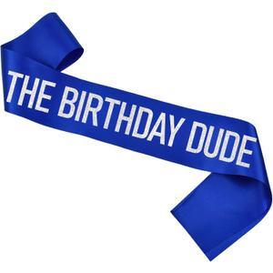 Birthday Dude Sash Blue with Silver Glitter Letter Birthday Gifts for Husband Boyfriend Son Brother Funny Birthday Sash for Boys or Men Birthday Party Decorations and Supplies,Blue Silver