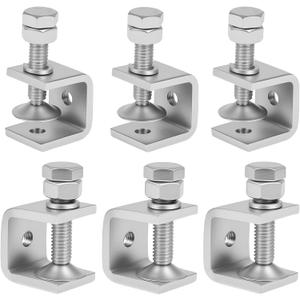 304 Stainless Steel C Clamps Mini 0.8 Inch for Mounting, Heavy Duty Metal U Clamps for Metal Working, Small Desk Clamp with Stable Wide Jaw Opening & Protective Pads/I-Beam Design(6Pcs)