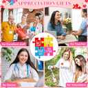 Quelay 50 Set Valentine's Day Puzzle Pin Conversation Heart Puzzle Piece Lapel Pins Hug Me Love Sayings Brooches with Thank You Cards & Gift Bags for Classroom Exchange Party Wedding Favors