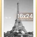 upsimples 16x24 Picture Frame, Display Pictures 14x20 with Mat or 16 x 24 Without, Wall Hanging Poster Frames, Gold, 1 Pack