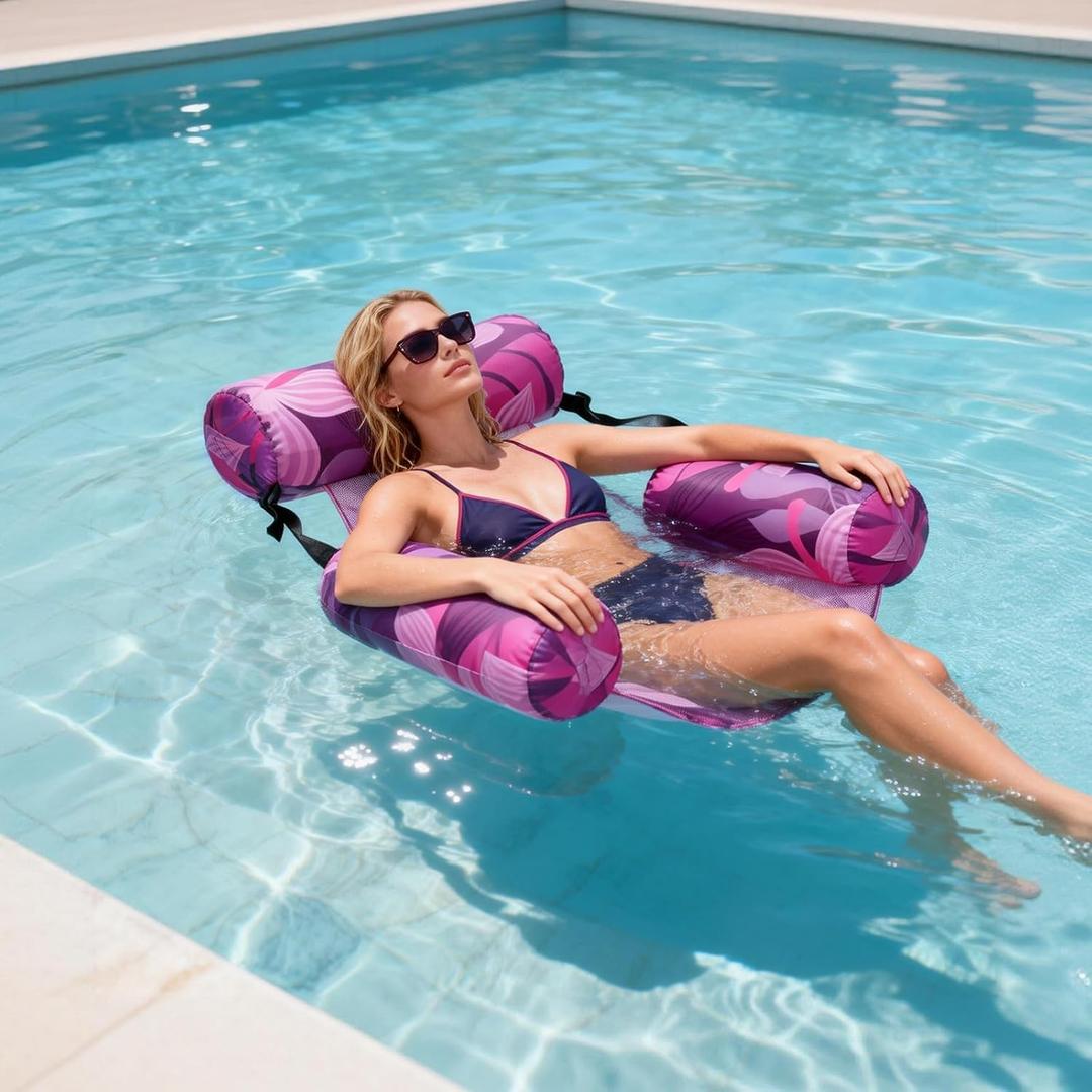 Inflatable Pool Float Chair - Pool Floats Adult Heavy Duty, Water Floating Lounge Chairs, Blow up Floaties Adults for Summer Fun Party Lake Beach