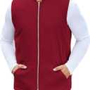 COOFANDY Men's Puffer Vest Loose Fit Quilted Vest Winter Outdoor Zipper Padded Vests Warm Puffy Sleeveless Jacket (Red, L)