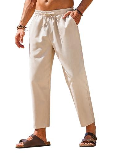 COOFANDY Mens Linen Pants Casual Straight-Legs Trousers Regular Fit Yoga Beach Hippie Summer Pants, XL