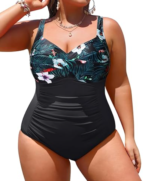 Yonique Women Plus Size One Piece Swimsuits Tummy Control Bathing Suits Twist Front Ruched Swimwear(16W)