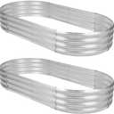 2Pack Raised Garden Bed 841FT,Galvanized Planter Box Oval Large Matel Steel Backyard Beds Outdoor for Vegetables,Flowers,Herbs,Plant