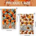 2 x 2Pcs Fall Garden Flag 12x18 Inch Double Sided Outside, Welcome Autumn Black Cat Football Pumpkin Seasonal Yard Outdoor Flag Decor, Set of 2