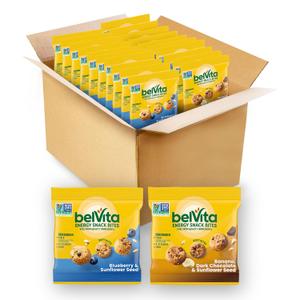belVita Energy Snack Bites Variety Pack, 2 Flavors, 15 Snack Packs, BB: 22AUG26