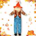 Marsui 1 Pcs 59" Large Outdoor Scarecrow Fall Harvest Thanksgiving Halloween Decoration, Life Size Standing or Sitting Scarecrow Outside Decor for Autumn Garden Yard Porch (Boy)