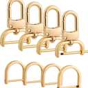 4pcs Detachable Snap Hook Swivel Clasp with 4pcs D-Rings Screw in Shackle for DIY Purse Strap Replacement (Gold,1 inch)