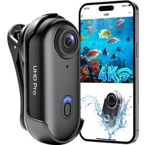 4K Action Camera, Wearable Body Camera with 64GB, Hands-Free Recording WiFi POV Camera with Waterproof Case, Back clip, Thumb Size Sports Cam Portable Camcorder for Cycling, Hiking, Fishing, Vlogging
