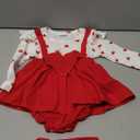 Valentine Baby Girl Outfit Heart Print Ribbed Long Sleeve Newborn Valentines day Romper Dress Headband Set 3-6M