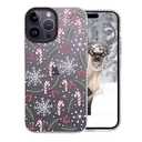 FOQENCCI Christmas Phone Case Compatible for iPhone 14 Pro Clear TPU + Black Camera Frame Protection Anit-Slip Shockproof Phone Cover with Xmas Candy Cane Wreath Print Design