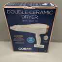 Conair Double Ceramic Hair Dryer, 1875W Blow Dryer with Diffuser and Concentrator, Ionic Conditioning, 3 Heat & 2 Speed Settings, White
