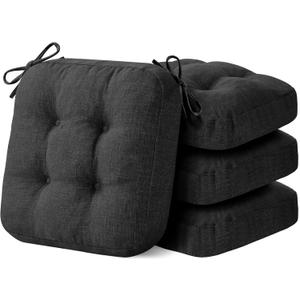 IASEAHK Chair Cushions, Foam Dining Chair Cushions, Tufted Indoor Chair Pads,16.5” x 16.5” x 3.5”, Set of 4, Black