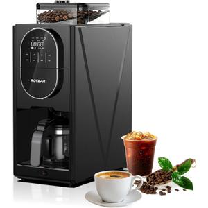 Coffee Maker with Grinder & Brew,5 Cup Sizes,Touch Screen Control