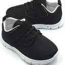 Toddler Sneakers  Wide Toe Box Barefoot Shoes for Boys & Girls, Breathable Mesh, Lightweight Non-Slip Walking & Running Shoes (Black)