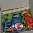 PREPHY Domino Train Toys Kids Games - Automatic Stacking Creative Game 3+ Year Old - Stem Montessori Toy for Boys 4-6 - Summer Autistic Christmas Birthday Gifts 5 6 Toddler Ages 4-8 (Morandi Blue)