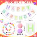 Buryeah Pastel Felt Happy Birthday Banner Colorful Garland Boho Confetti Pom Pom Rainbow Birthday Banner Reusable Sign Decoration for Festive Cute Candy Party Supply
