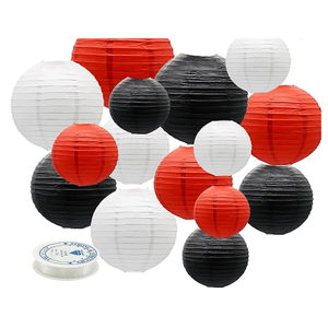 Paper Lanterns Party Decorations Red Black - Hanging Paper Lanterns Indoor Outdoor - Minnie Mouse Ladybug Theme Birthday Baby Shower Graduation Wedding BBQ Party Supplies,
