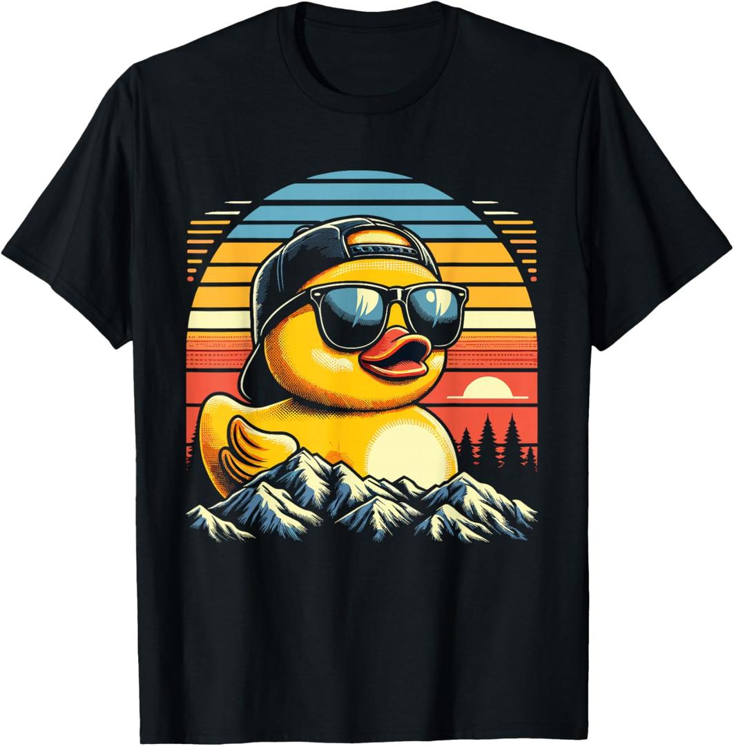 Duck Funny Shirts Graphic Tees Men Rubber Duck Cool Teen Boy T-Shirt, M