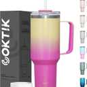 COKTIK 40 oz Tumbler With Handle and Straw, Insulated Tumbler With Leakproof Lids, Stainless Steel|BPA-Free, Cold for 24 H (Glitter Rainbow)