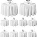 VidaFete Round Tablecloth 132inch 10 Pack Polyester Table Cloth, Stain Wrinkle Resistant Polyester Dining Table Cover for Kitchen Dinning Party Wedding Rectangular Tabletop Buffet Decoration(White)