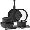 15Pcs Pots and Pans Set Non Stick, Cookware Sets with Detachable Handle, Nonstick RV Kitchen Cooking Tools Removable Handles, Oven Safe, Induction Fast, Stackable Induction Cookware,Black (15 Pieces, Black)