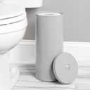 iDesign Freestanding Toilet Paper Canister with Lid for 3 Extra Rolls, Gray, Made in USA