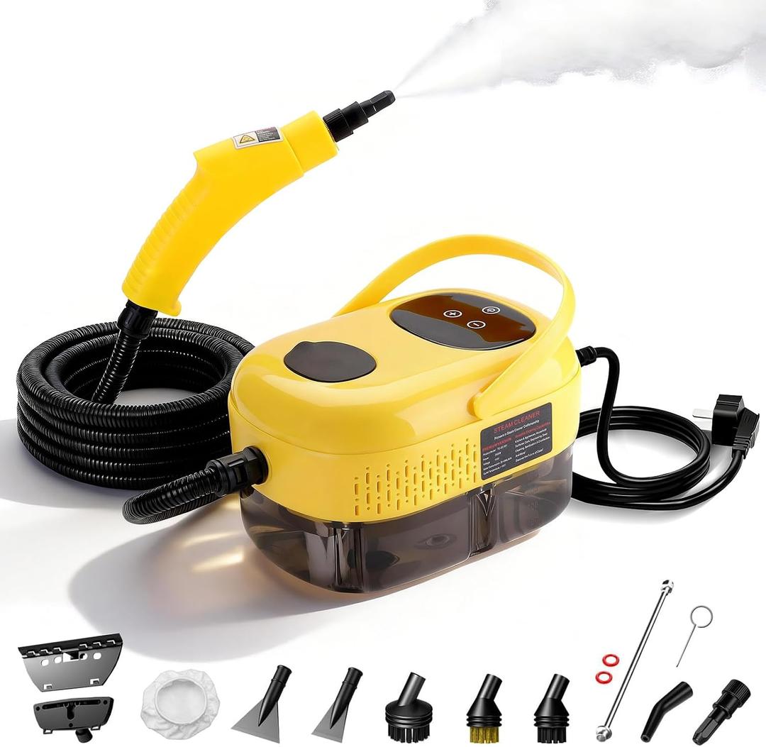 Steam Cleaner, 15s Fast Heat, 6-Level Adjustable Handle, Multipurpose Portable Floor Steamer Grout with 7 Accessories, High Temperature and Pressure, Chemical-Free Cleaning for Home, Kitchen-2500W