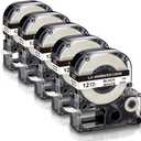 Absonic Compatible for Epson Label Maker Tape LK-4WBN LC-4WBN LC 4WBN9 SS12KW 12mm 1/2" Black on White 0.47" Label Tape Work for Epson LabelWorks LW300 LW400 LW500 LW700 LW-K200PX Label Maker, 5-Pack