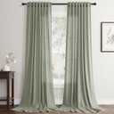 Sage Green Curtains 90 inch Length 2 Panels for Bedroom Back Tab Light Filtering Semi Sheer Drapes Linen Textured Light Green Airy Modern Farmhouse Living Room Sage Aesthetic Decor