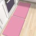 AUTODECO Set of 2 Kitchen Mat and Rugs Washable Cushioned Anti-Fatigue Kitchen Rug for Floor 17"x29" +17"x29", Watermelonred