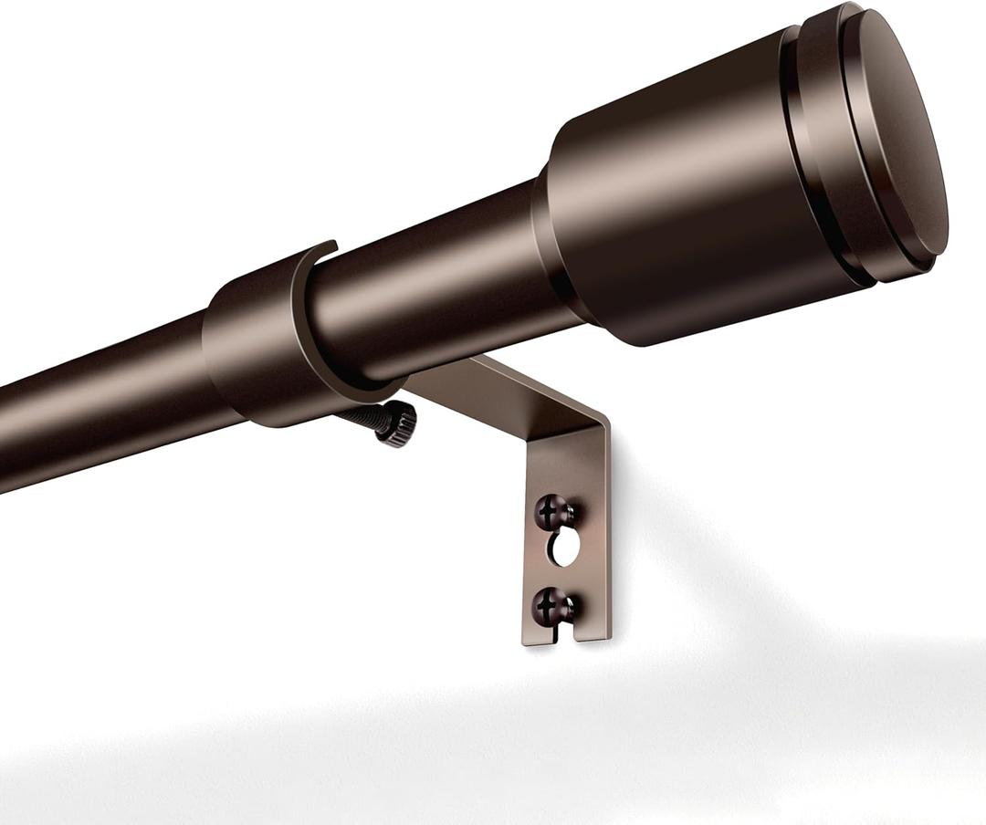 5/8” Diameter Bronze Curtain Rods 3090 Inch, for 3084 Inch Windows, Adjustable Splicing Antique Bronze Curtain Rods for Windows with Brackets, Window Rod Long Small Dark Brown Curtains Rod