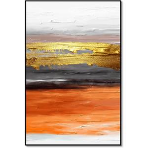 YPY Orange Wall Decor Living Room: Funky Burnt Orange Vertical Wall Decorations, Modern Abstract Wall Art Canvas Pictures for Hallway Bathroom Bedroom Dining Room (36L" x 24W", Large Framed)