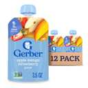 Gerber Stage 2 Baby Food, Apple Mango Strawberry Puree Pouch, 2 Servings of Fruit, No Added Sweetener, No Artificial Colors or Flavors, 12-Pack BB 8/31/26
