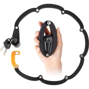 WOTOW Folding Bike Lock, Heavy Duty Steel Foldable Bike Chain Lock with Mounting Bracket, 35 Unfolding Anti Theft Bicycle Lock with 3 Key for Mountain Road City Bikes Scooter Motorcycle