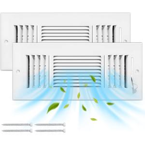 4 Pcs 12x8 Inch Ceiling Vent Register for Home, White 3 Way Sidewall Solid Steel Wall Air Vent Registers AC Ceiling Vent Return Covers, Interior Size 12 x 8 Inch