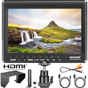 Neewer F100 7inch Camera Field Monitor HD Video Assist IPS 1280x800 HDMI Input 1080p with Sunshade and Ball Head for DSLR Cameras, Handheld Stabilizer, Film Video Making Rig (Battery Not Included)