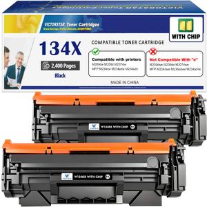 134X W1340X ( 134A W1340A ) with CHIP Compatible Toner Cartridges High Capacity 2 Black for M207 M207dw M209 M209dw M209d M234 M234dw M234sdw M234sdn Printer, Incompatible with printers ending in 'e'