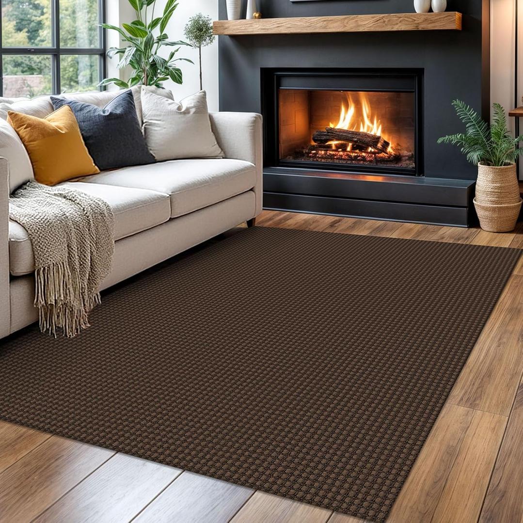 Braided Area Rug 4x6 Ft Washable Rugs for Entryway Non Slip Throw Rugs Boho Door Mat Indoor Entrance Cotton Bedroom Rug Woven Door Carpet for Foyer Bedroom Living Room, Brown