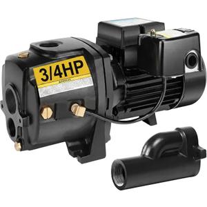 Acquaer Shallow/Deep Well Jet Pump, Cast Iron Convertible Pump with Ejector Kit, Well Depth Up to 25ft or 90ft, 115V/230V Dual Voltage, Automatic Pressure Switch