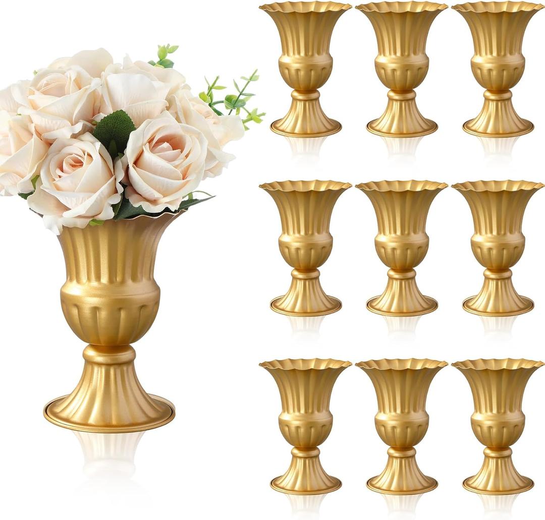 10 Pcs 6 in Gold Vase for Centerpiece, Wedding Table Urn Vases
