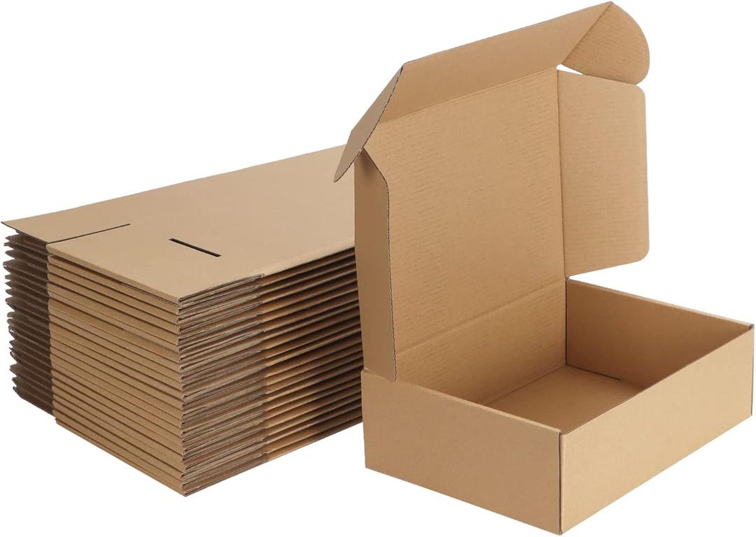 MEBRUDY 10x7x3 Inches Shipping Boxes Pack of 25, Corrugated Cardboard Box for Mailing Packing Literature Mailer (Brown)