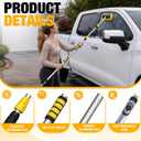 LAANPOLE 12FT Car Wash Brush with Long Handle, Car Cleaning Brush with 12 Inch Soft Bristle and Soap Dispenser, Solar Panels Cleaner with Telescoping Pole for RV, Truck, Boat, House Siding, Yellow