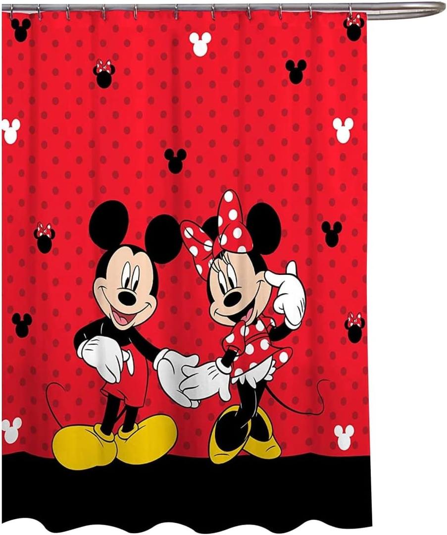 Disney Mickey Mouse and Minnie Mouse 70" x 72" Fabric Shower Curtain