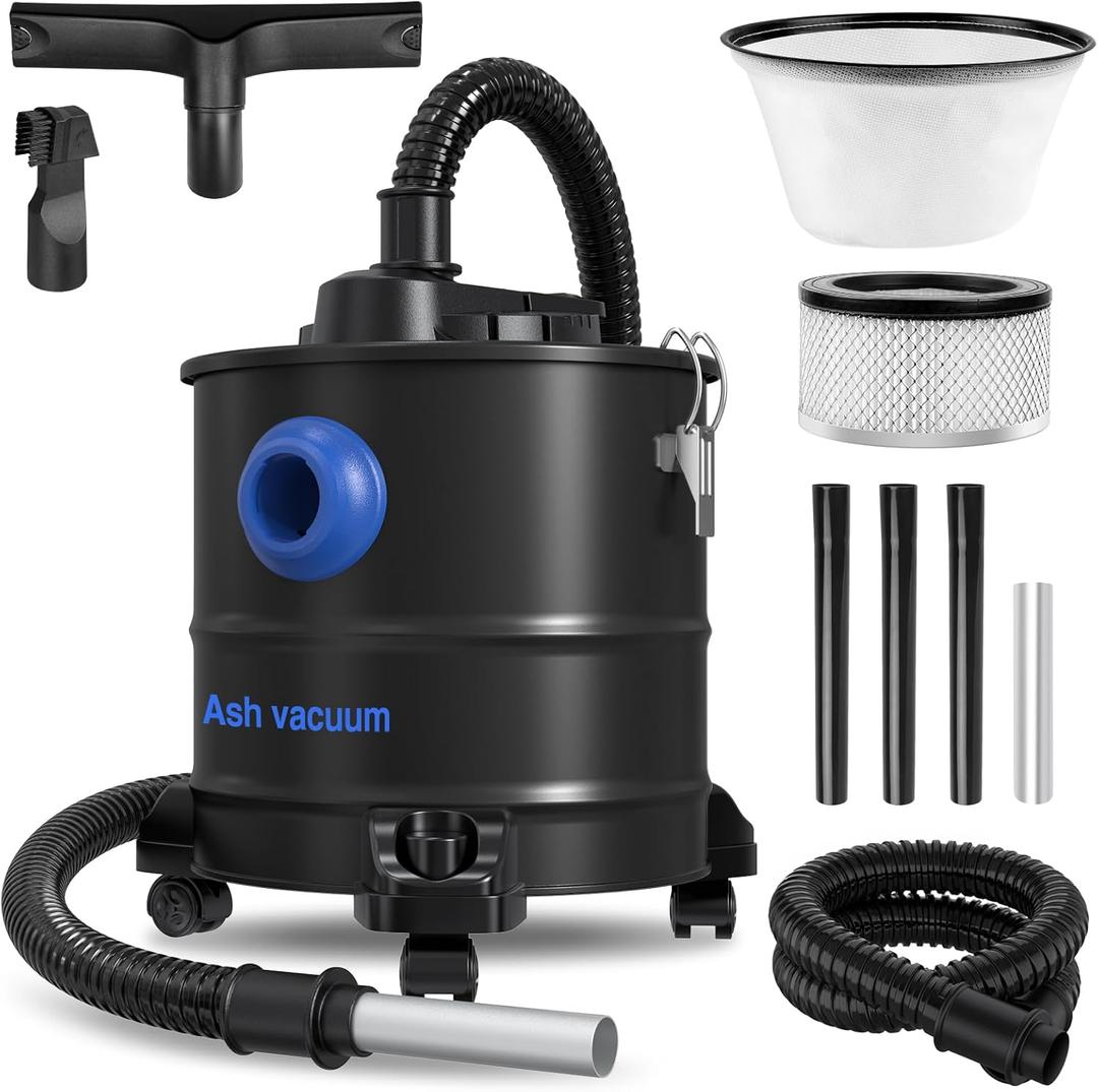 Ash Vacuum, Pellet Stove Vacuum Cleaner, 5.3 Gallon, 20kPa, 1200W Powerful Motor with Blower Function, On Wheels and HEPA Filter, The Ash Vacuum for Pellet Stoves & Wood Stoves (Ash Vacuum)