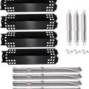 Yiming Grill Replacement Parts for Charbroil 463436215, 463436214, 463439915, 463436213, 463439914 Grill Models. Grill Burner Pipe Tubes, Heat Plate Tent Shields, Carryover Tubes Replacement Kit. (Sliver+Black)